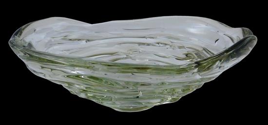 Appraisal: GLASS Signed clear freeform bowl with undulations and raised decoration