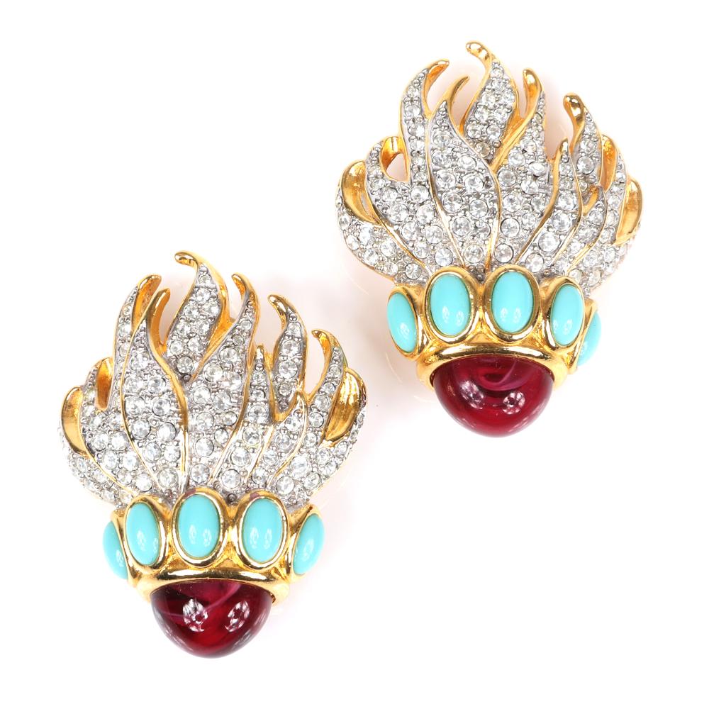 Appraisal: ELIZABETH TAYLOR FOR AVON ETERNAL FLAME EARRINGS WITH PAVE AND