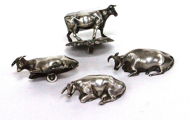 Appraisal: THREE BIRMINGHAM AND LONDON SILVER COW MODELS and one other