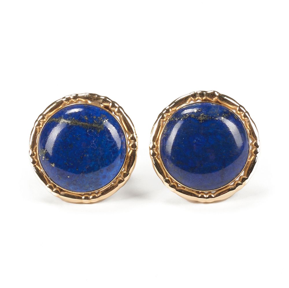 Appraisal: K Gold Lapis Lazuli Earrings Pair of K lapis lazuli