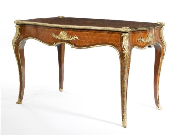 Appraisal: SMALL BUREAU PLAT Napoleon III in Louis XV style Tulipwood