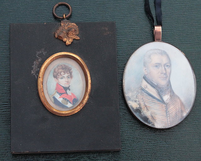 Appraisal: A TH CENTURY MINIATURE PORTRAIT of Captain Gerald Moore son