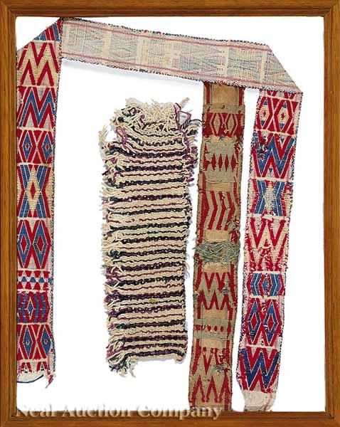 Appraisal: A Group of Five Framed Pre-Columbian Wool and Cotton Textile