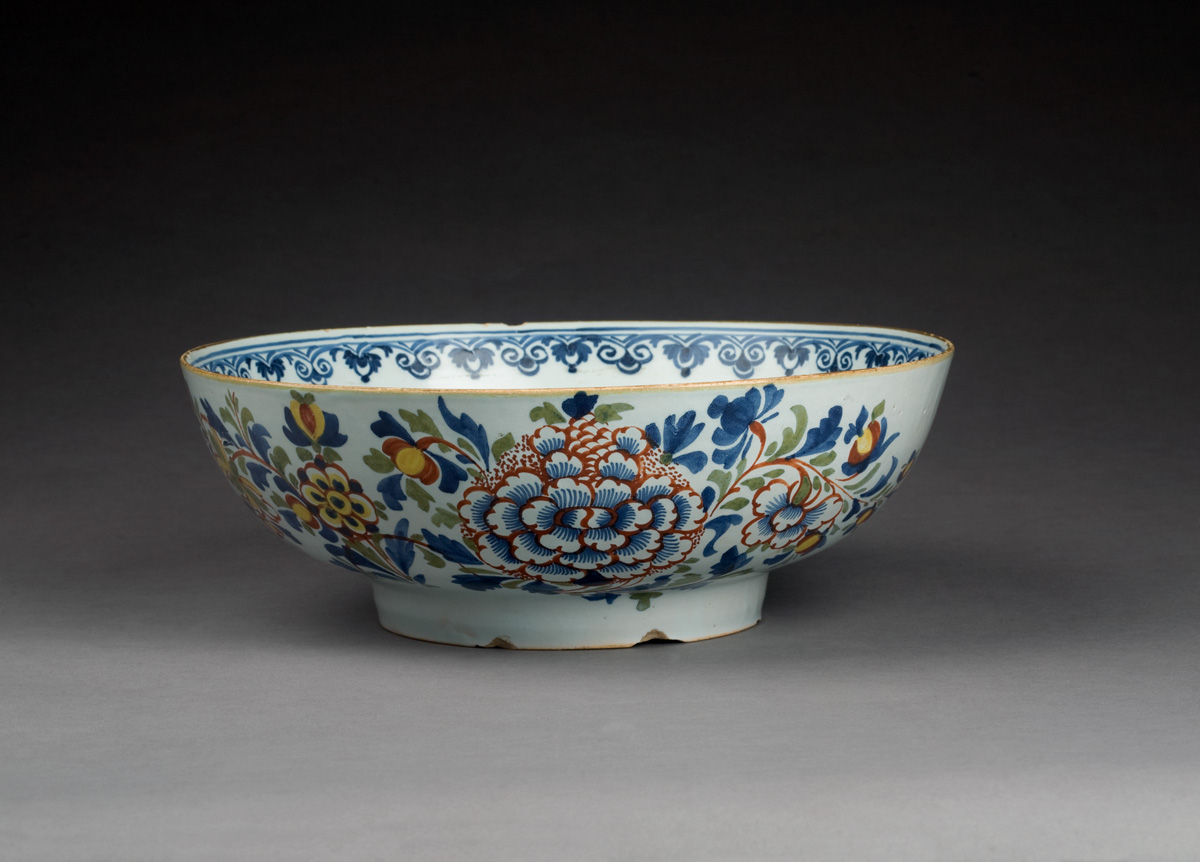 Appraisal: ENGLISH DELFT POLYCHROME BOWL LONDON CIRCA - Painted on the