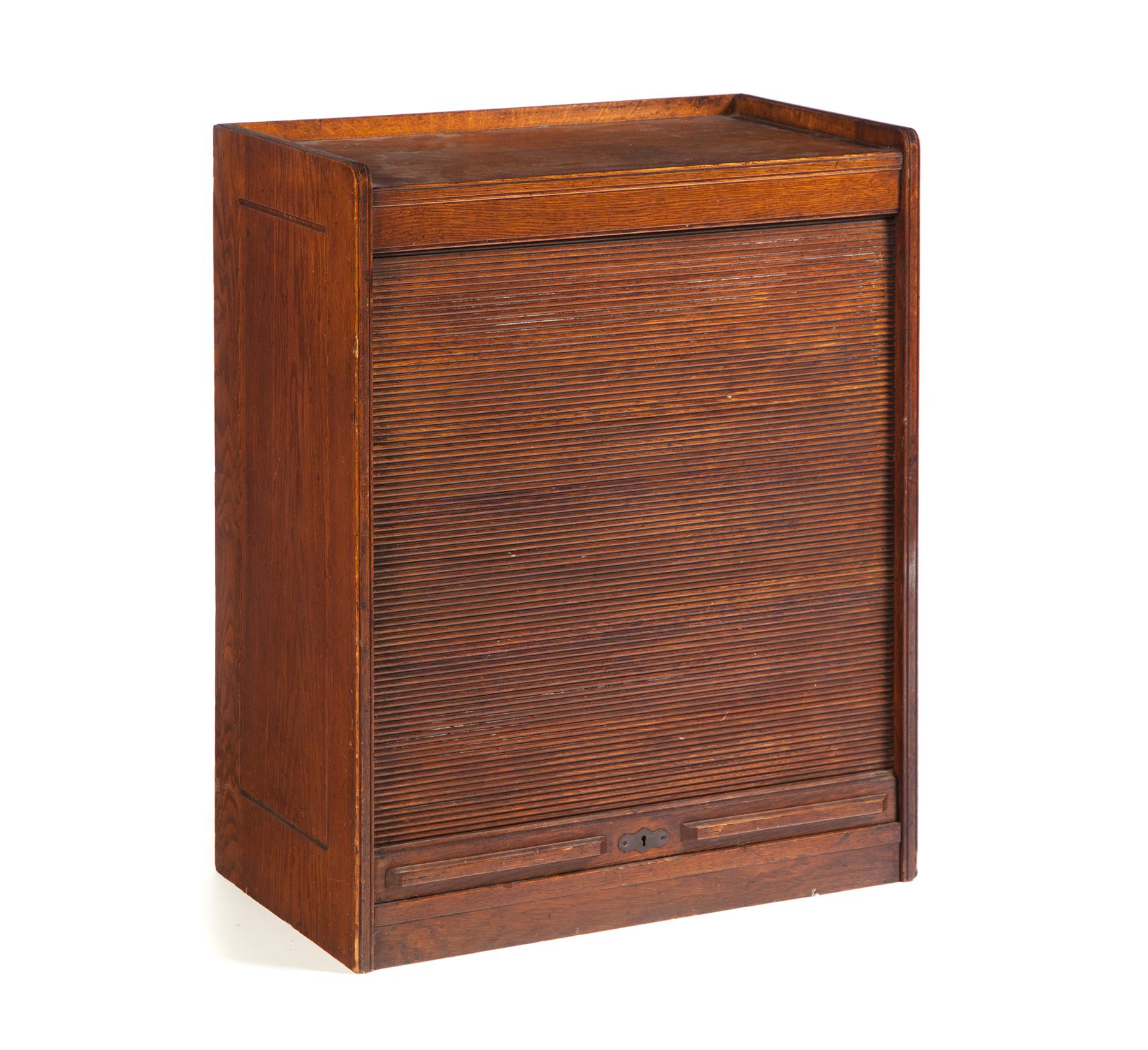 Appraisal: GLOBE EIGHT-DRAWER FILING CABINET American ca oak Tambour roll front