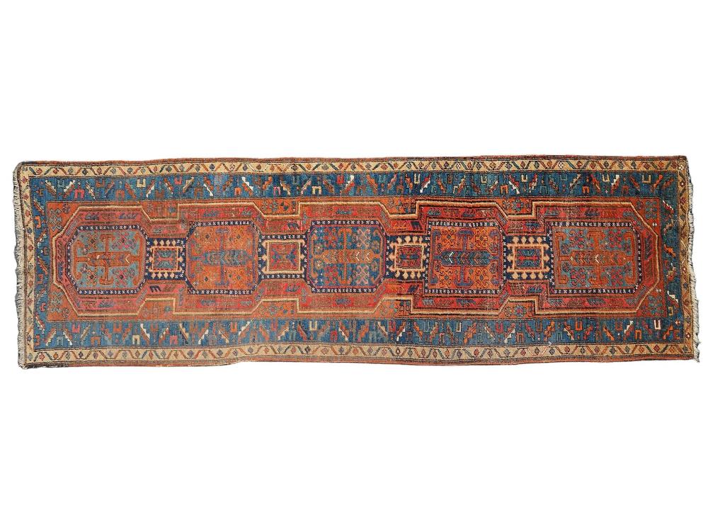 Appraisal: ANTIQUE PERSIAN KARAJA HERIZ RUNNERAntique Persian Karaja Heriz runner with