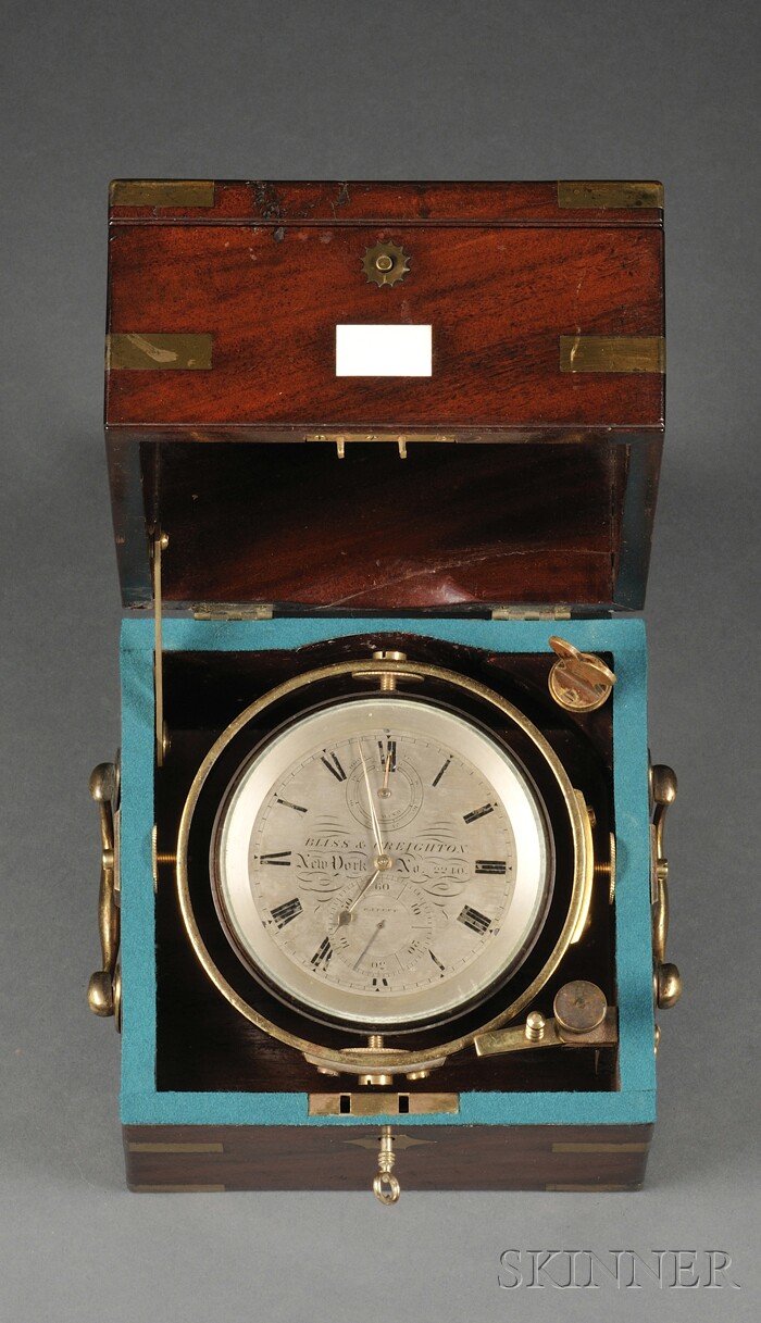 Appraisal: Two-Day Marine Chronometer by Bliss Creighton New York No -in