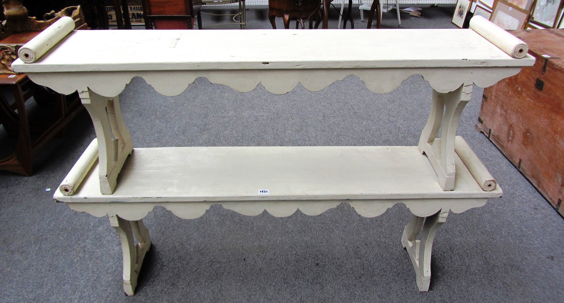 Appraisal: A pair of white painted th century window seats with