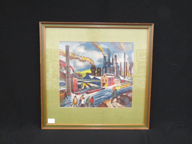 Appraisal: Abram Tromka silkscreen industrial factory scene well listed artist -