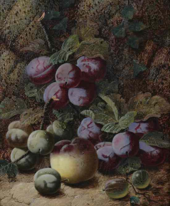 Appraisal: OLIVER CLARE British - STILL LIFE WITH PLUMS signed lower