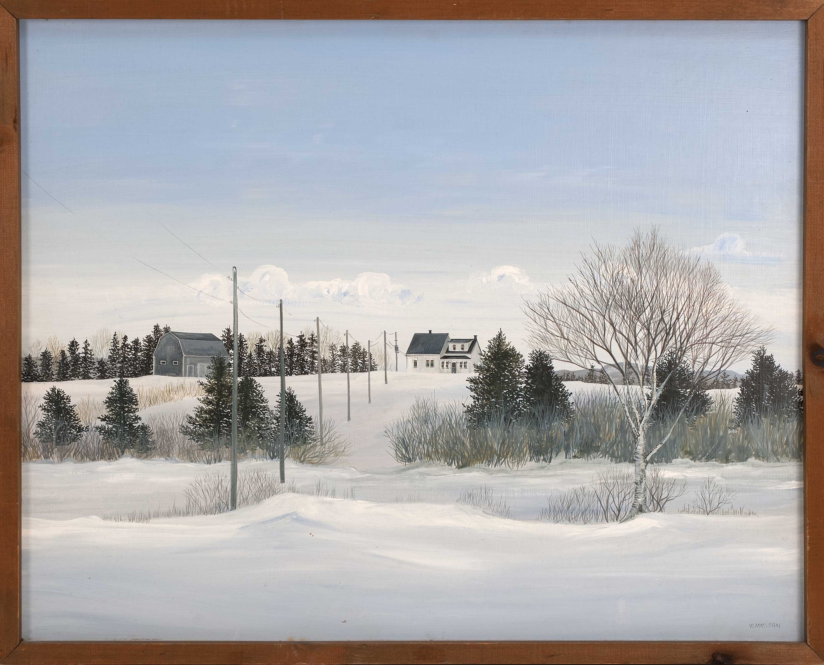 Appraisal: FRAMED PAINTING VICKI MACLEAN Canadian Contemporary Farm in winter Signed