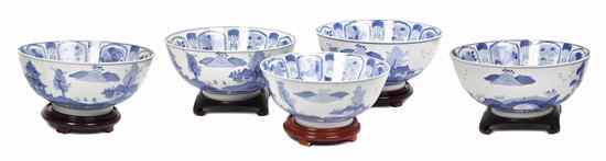 Appraisal: Five Chinese Porcelain Center Bowls each of circular form with