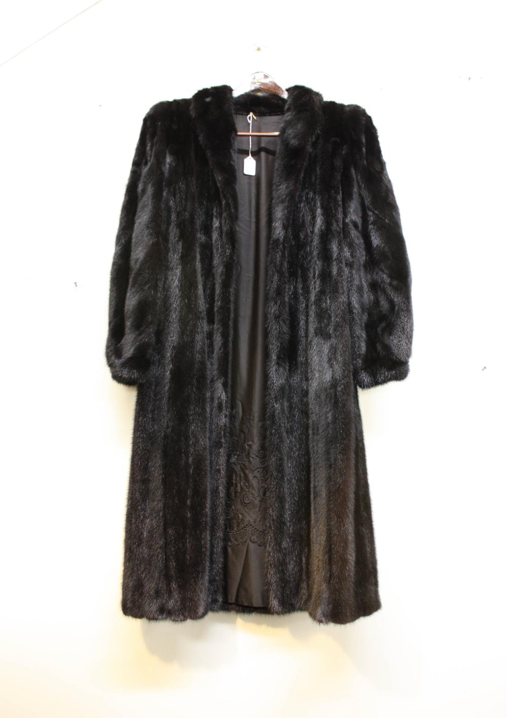 Appraisal: FULL LENGTH MINK COAT dark brown fur with two hook