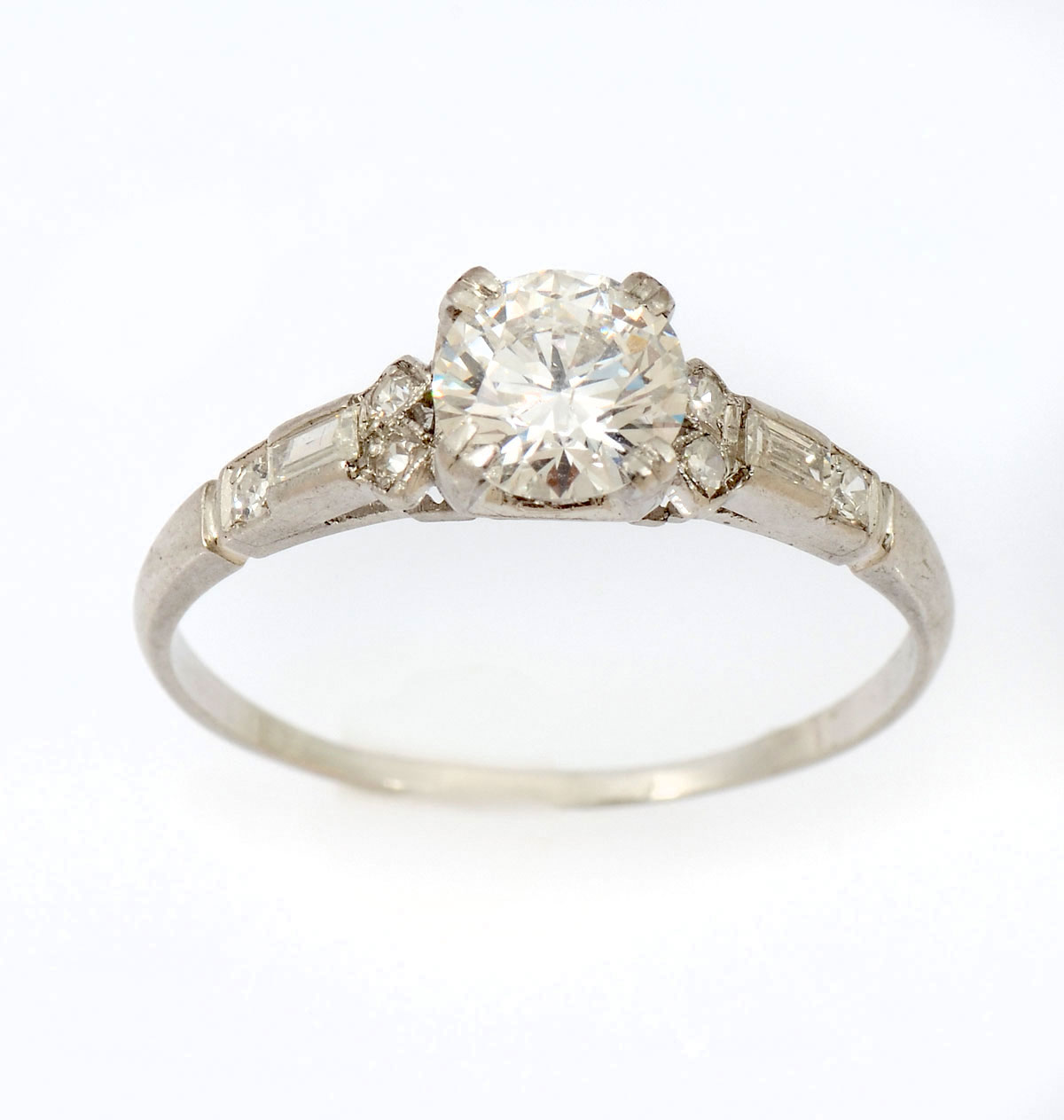 Appraisal: PLATINUM CTW ART-DECO DIAMOND RING Platinum with iridium was used