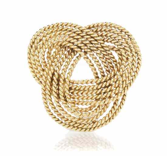 Appraisal: A Karat Yellow Gold Knot Motif Brooch in an interlocking