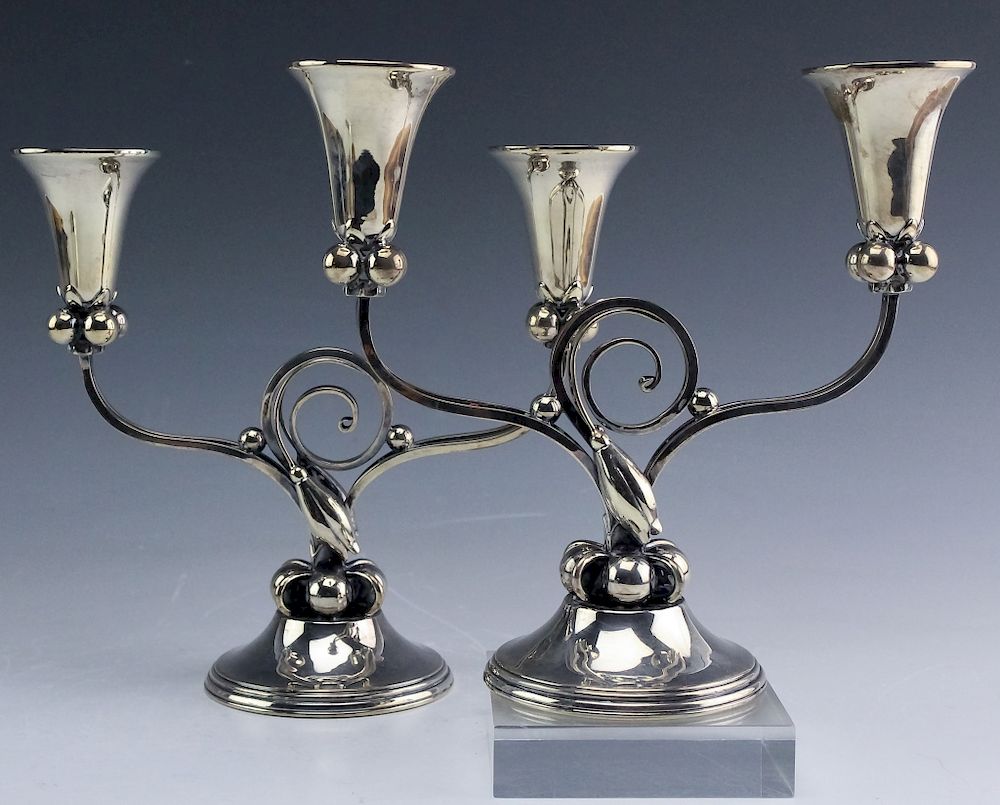 Appraisal: De Matteo Art Nouveau Sterling Silver Candlesticks De Matteo sterling