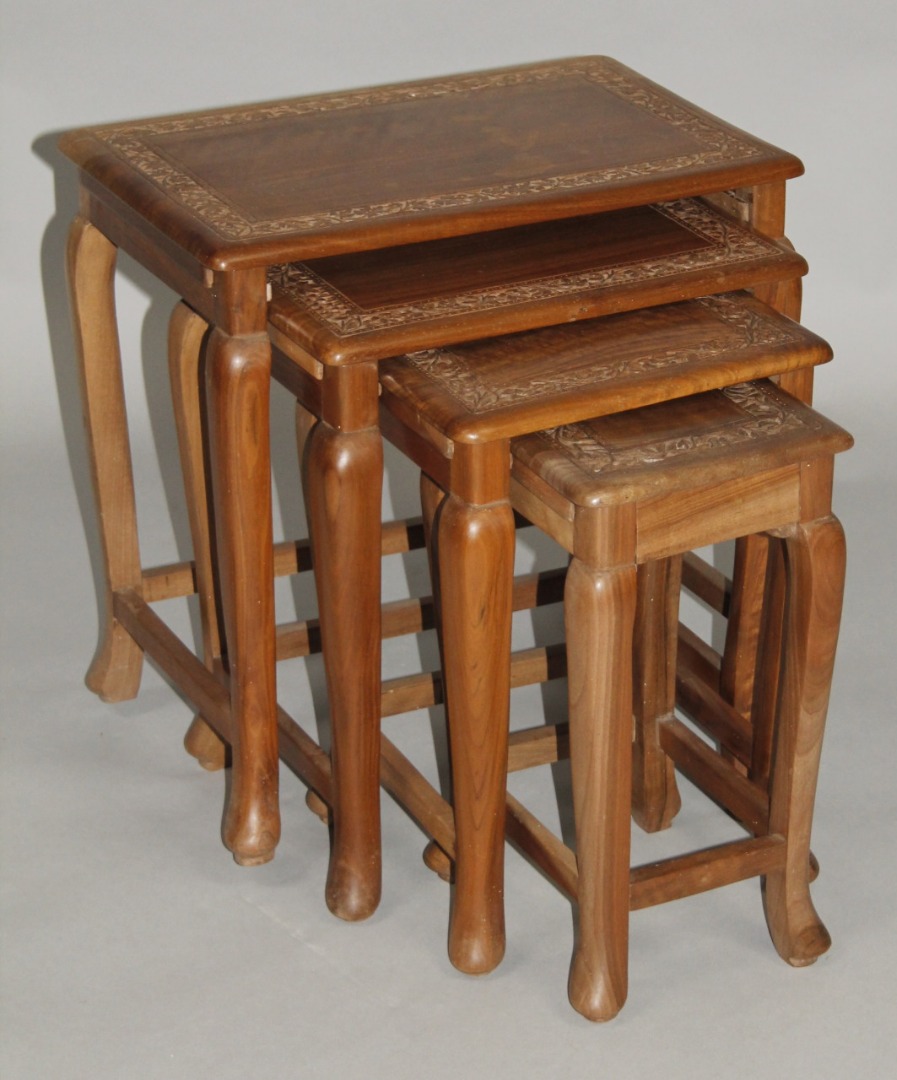 Appraisal: A nest of early thC hardwood tables each with a