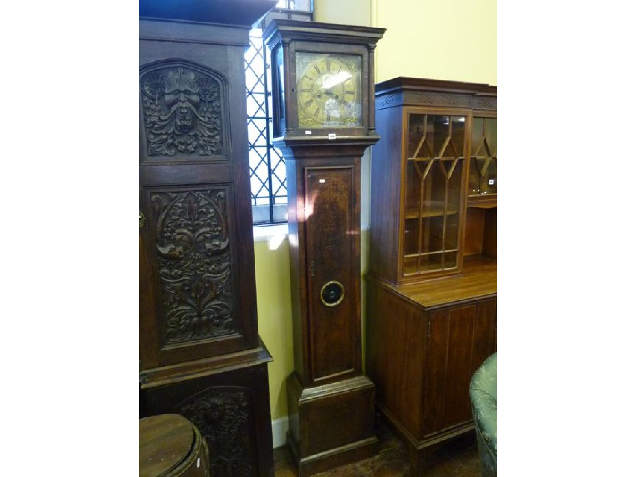 Appraisal: An th century walnut long case clock the trunk with