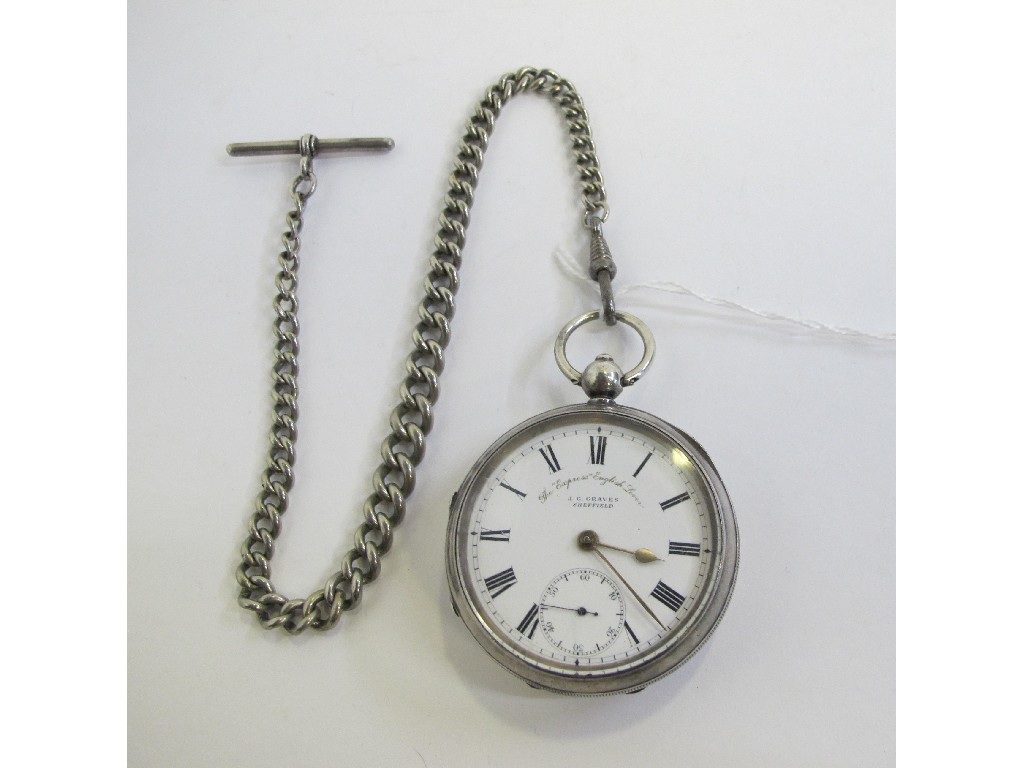 Appraisal: Silver pocket watch on silver Albert chain