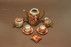 Appraisal: A Satsuma coffee set with matching ashtray