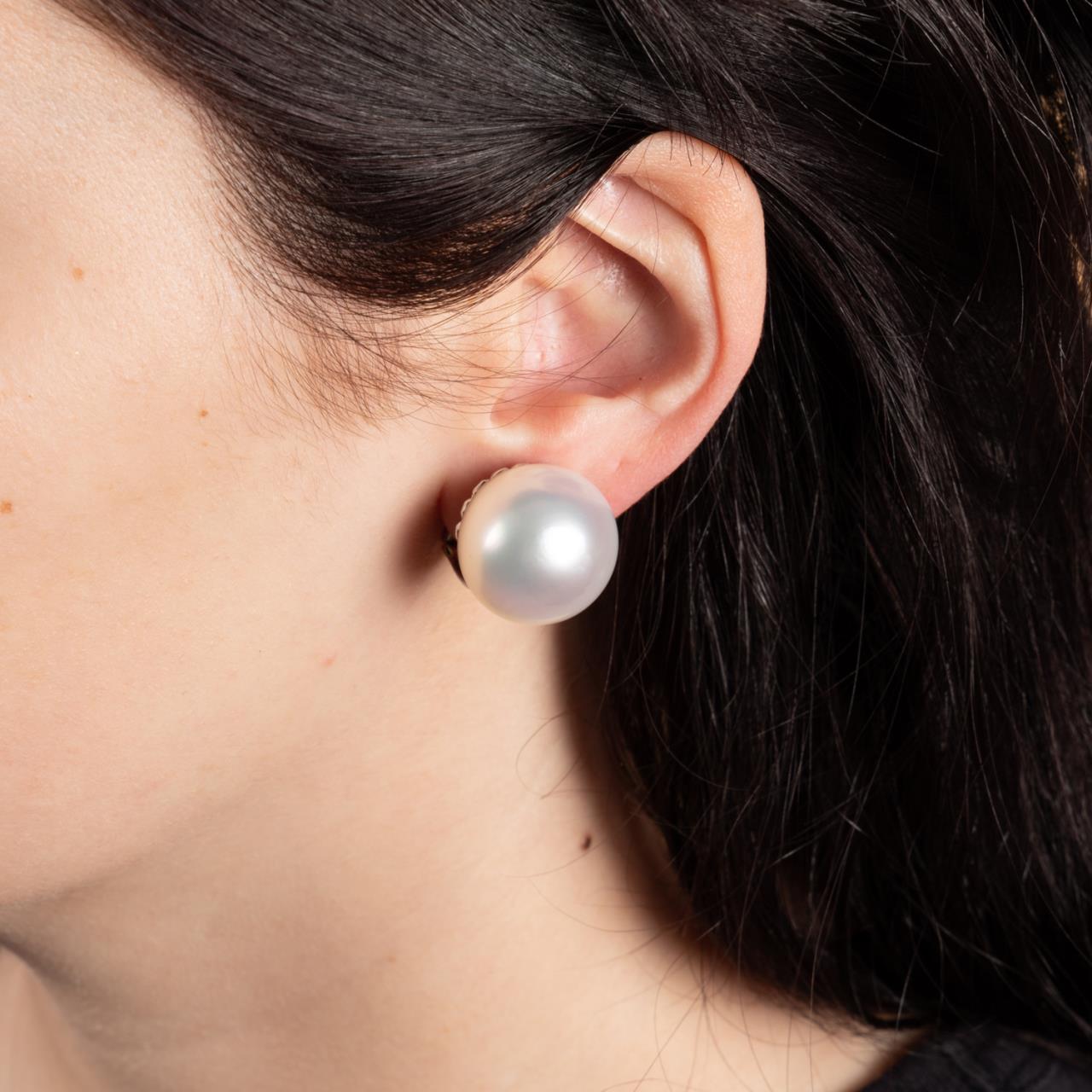 Appraisal: PAIR ASSEAL MM SOUTH SEA PEARL PLATINUM EARRINGS Pair of