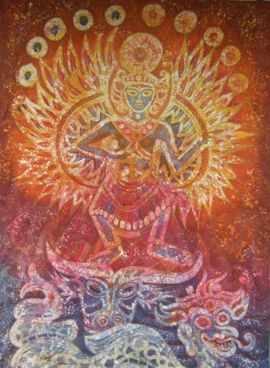 Appraisal: Thetis Blacker - British 'Indian Sacred Figure' batik painting PROVENANCE