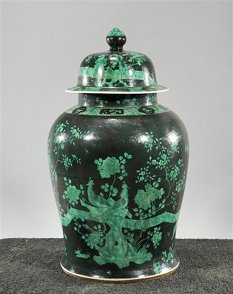 Appraisal: Tall Chinese famille verte porcelain covered vase with phoenix and