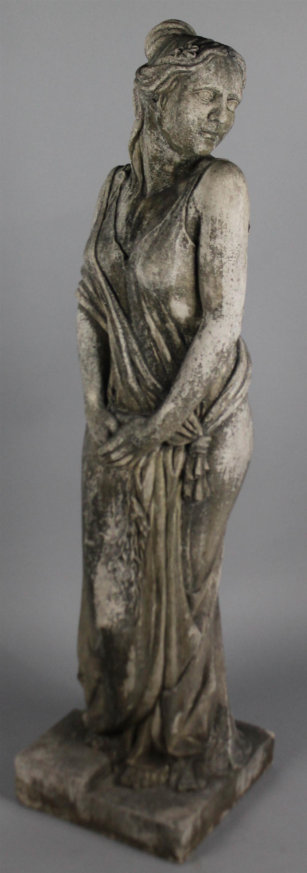 Appraisal: ENGLISH STONE STATUE OF A MAIDEN IN CLASSICAL ATTIRE STANDING