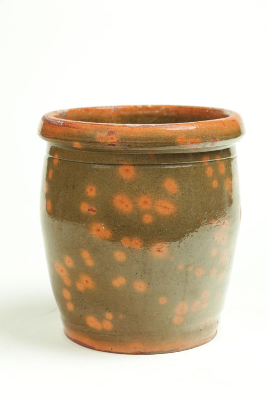 Appraisal: REDWARE JAR Gonic New Hampshire th century Green glaze Minor