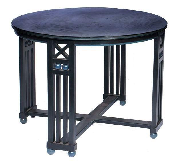 Appraisal: AN AUSTRIAN BLACK AND BLUE PAINTED CIRCULAR OCCASIONAL TABLE vertical