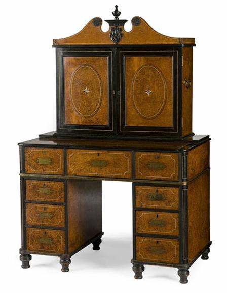 Appraisal: A mid th century Anglo-Chinese amboyna ebony and ivory inlaid