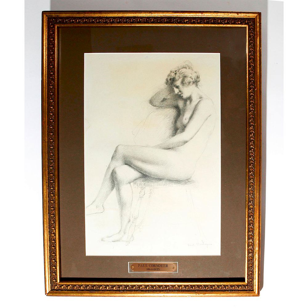 Appraisal: RESTING LADY PENCIL DRAWING BY PAUL CORNOYER Resting Lady pencil