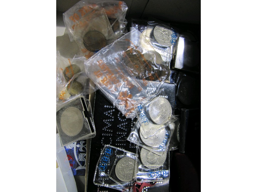 Appraisal: Box of assorted coin sets and loose coins