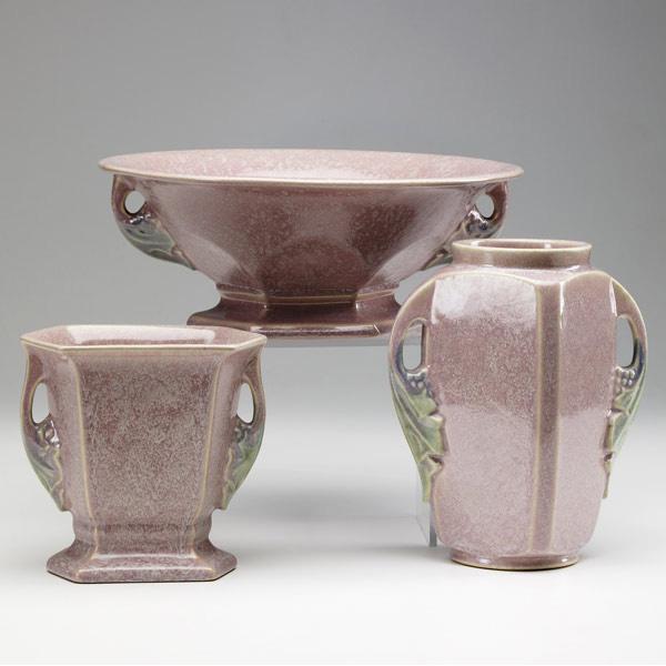 Appraisal: ROSEVILLE Pink Tuscany vase vase a couple of very short