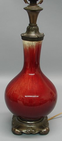 Appraisal: Bottle-form vase with off-white glazed band at lip bronze patinated