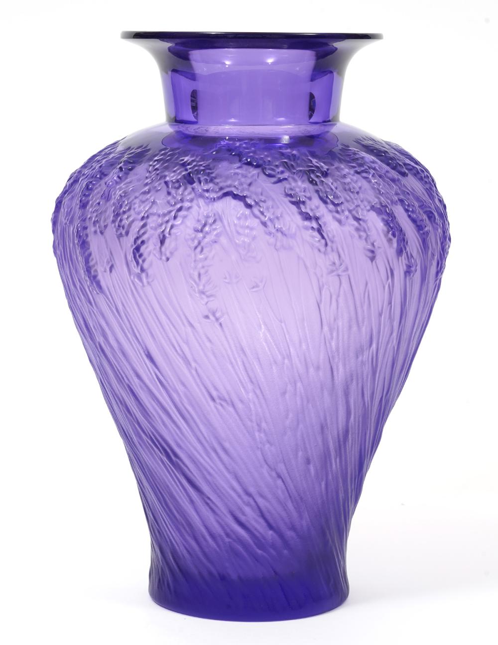 Appraisal: LALIQUE 'LAVANDE' CRYSTAL VASE WITH ORIGINAL BOXLalique lavender crystal vase