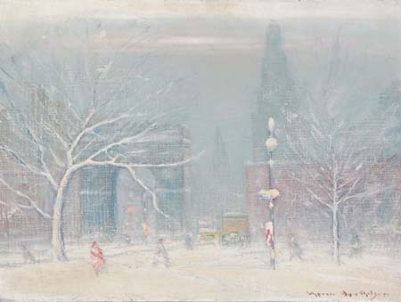 Appraisal: JOHANN BERTHELSEN Washington Square New York Oil on canvas x