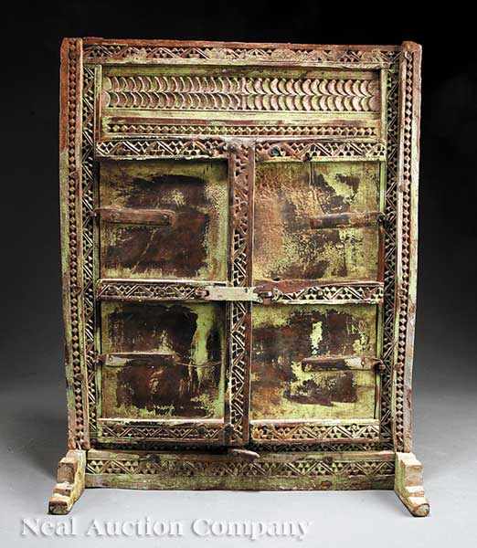 Appraisal: A Spanish Colonial Carved and Polychromed Wood Retablo th c