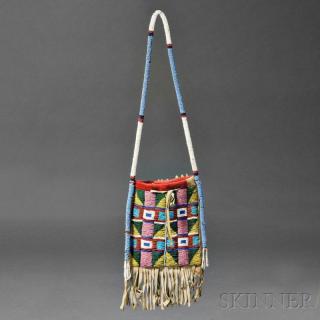 Appraisal: Blackfoot Beaded Hide Mirror Bag c late th century with