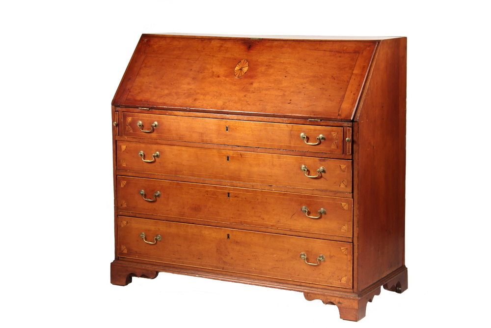 Appraisal: SLANT FRONT DESK th c Chippendale New England inlaid mahogany