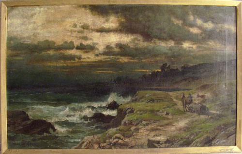 Appraisal: Oil on canvas coastal scene signed Winslow Homer x