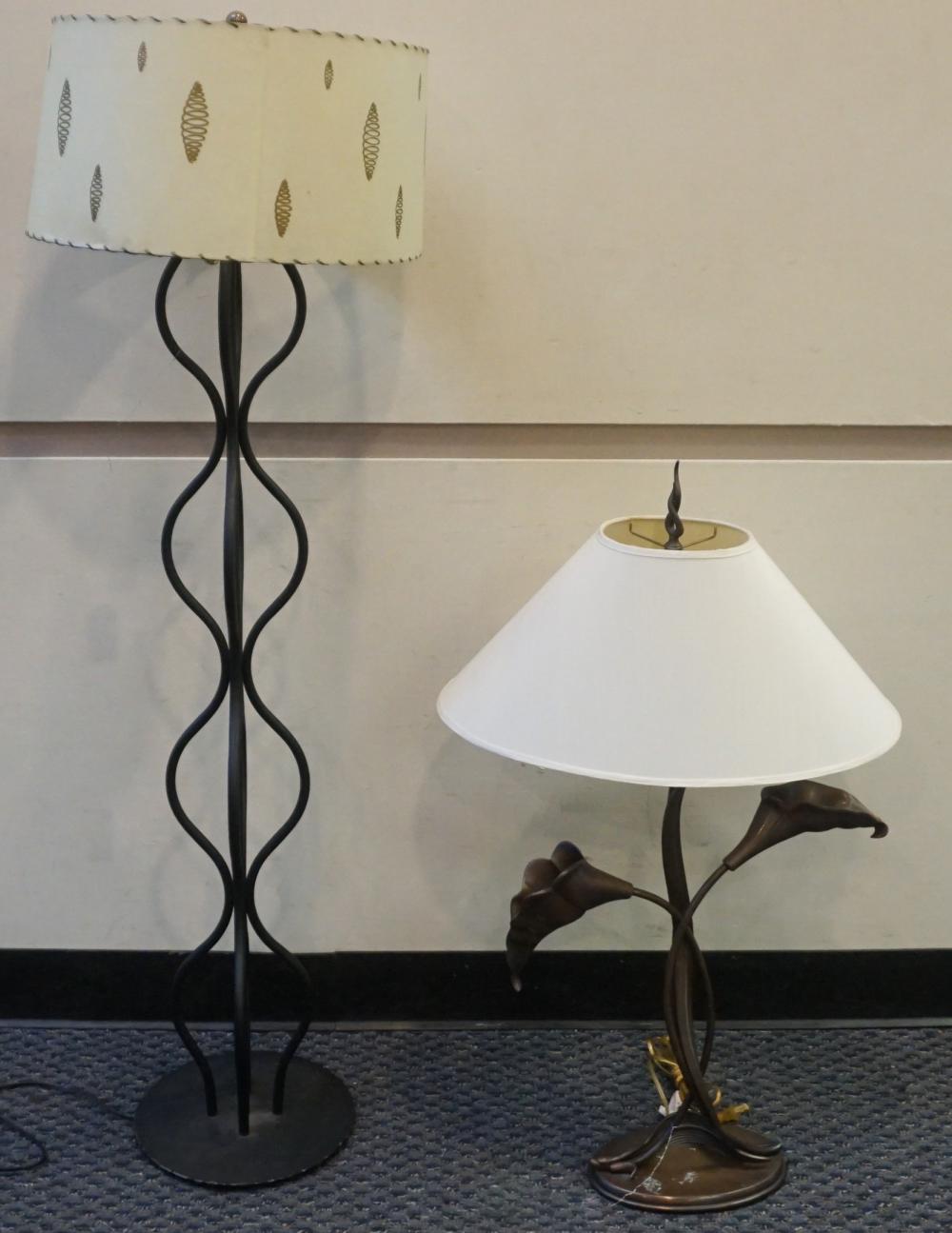 Appraisal: Alsy Powder-Coated Floor Lamp with Chapman Vintage Lily-Form Table Lamp