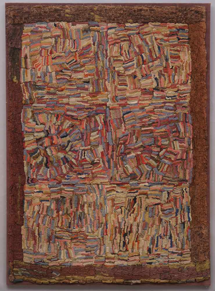 Appraisal: AMERICAN RAG RUG TH C The rectangular multicolored field enclosed