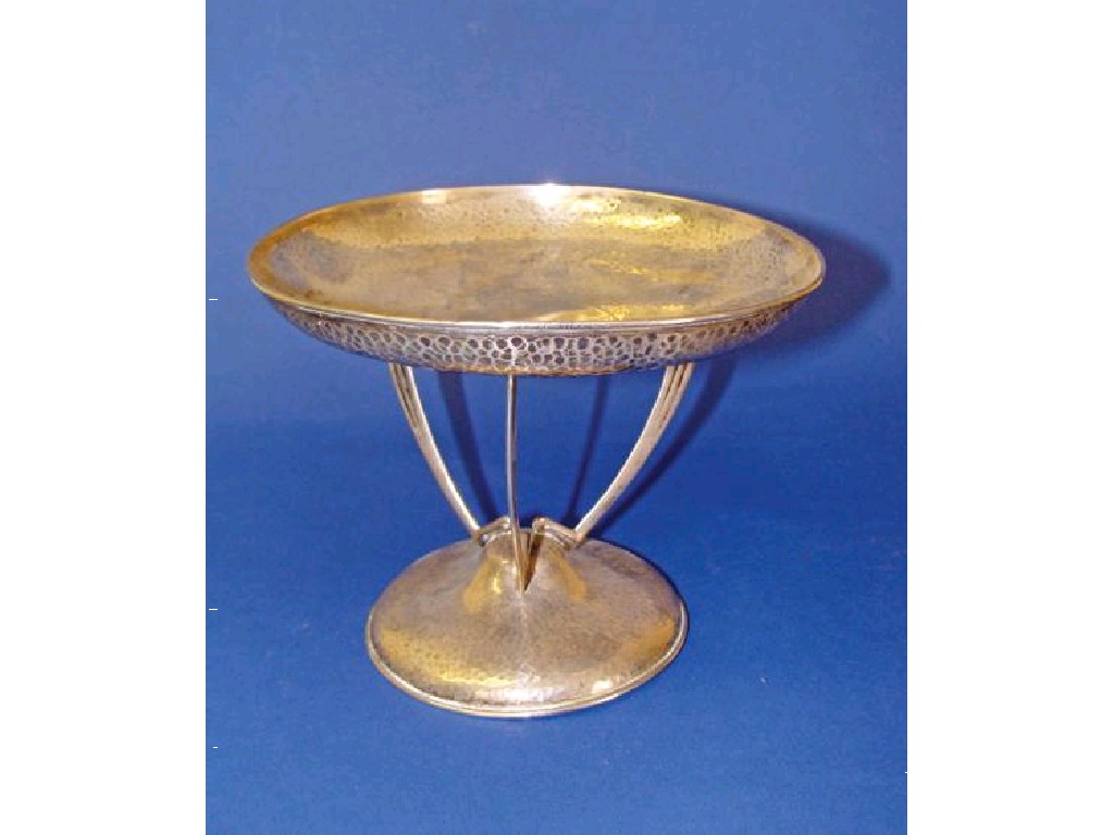 Appraisal: AN ARTS AND CRAFTS SILVER TAZZA the circular dished body