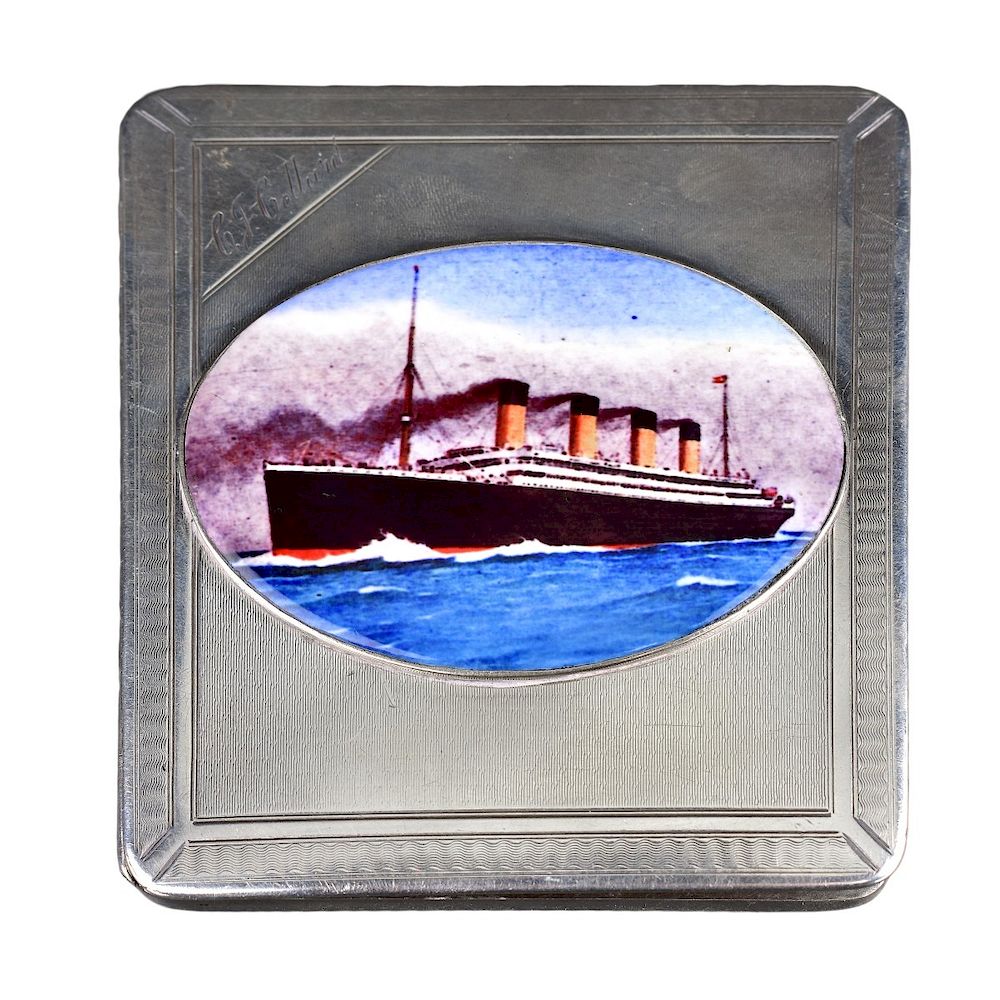 Appraisal: English Silver and Enamel Cigarette Case English Silver and Enamel