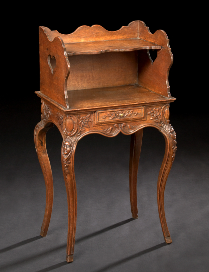 Appraisal: Good Provincial Louis XV-Style Carved Oak Tiered Occasional Table third