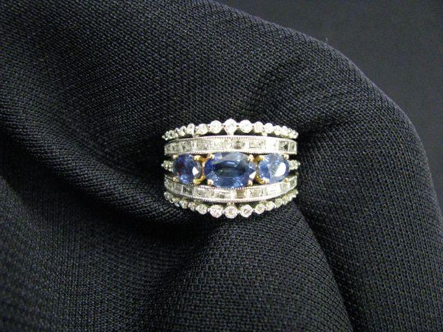 Appraisal: Sapphire Diamond Ring trio of fine rich blue gems totaling