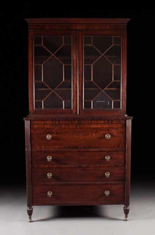 Appraisal: Late Federal mahogany butler's desk with bookcase New York circa