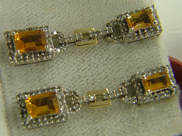 Appraisal: PAIR OF CITRINE AND DIAMOND EARRINGS Each K white gold