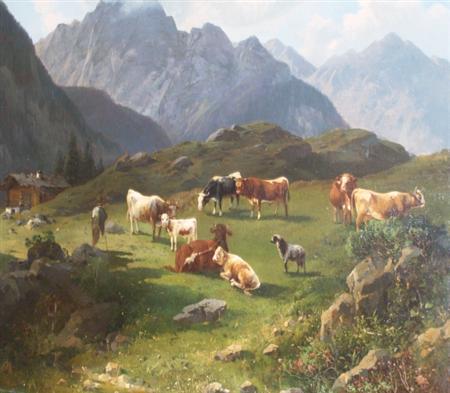 Appraisal: Hermann Wolff German th Century Cattle Grazing Estimate -